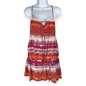 Faded Glory Batik Top Tunic Women's Large 12-14 70's Boho Hippie Hipster Beachy